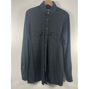 Emanuel Berg Snap Button Black Shirt Men's Medium Long Sleeve Casual Grunge